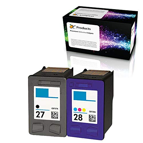 OCProducts Refilled HP 27 and HP 28 Ink Cartridge Replacement for HP Deskjet 3650 3845 PSC 1310 1315 2200 2171 Officejet 5608 (1 Black 1 Color)
