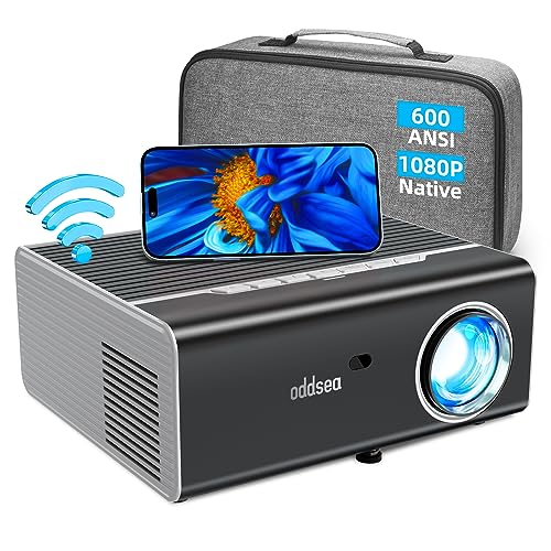 Oddsea Portable WiFi Projector - Native 1080P Home Theater with 210" Display