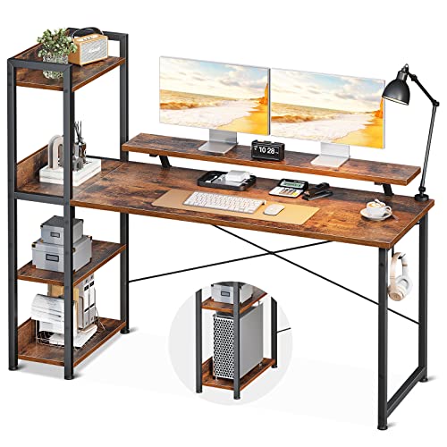 ODK 55 Inch Gaming Desk with Storage Shelves and Monitor Stand