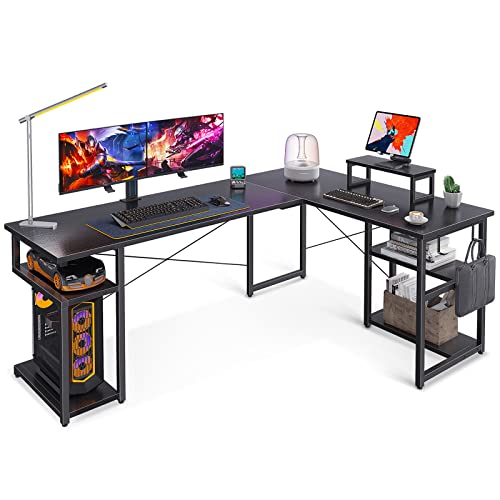 ODK L Shaped Computer Desk with Storage Shelves