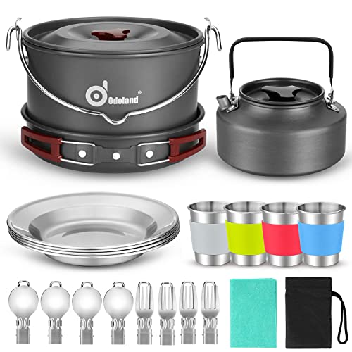 Odoland 22pcs Camping Cookware Mess Kit