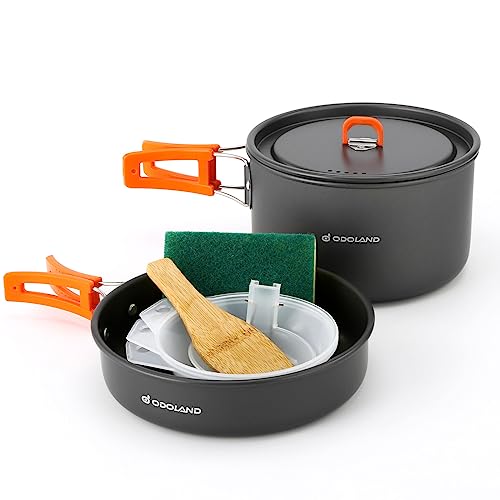 Odoland 9pcs Camping Cookware Set