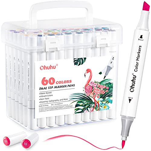 Ohuhu 60-Color Water-Based Art Marker Set