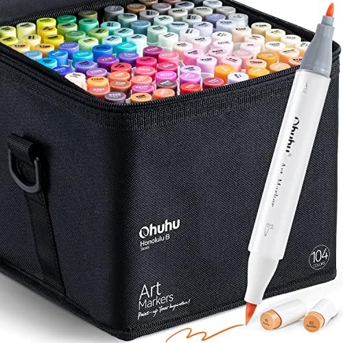 Ohuhu Markers for Adult Coloring Books: 160 Colors Coloring Markers Dual  Tips Fine & Brush Pens Water-Based Art Markers for Kids Adults Drawing