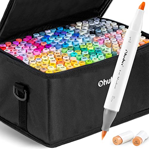Ohuhu Brush Markers - 216-color Double Tipped Alcohol-based Art Marker Set