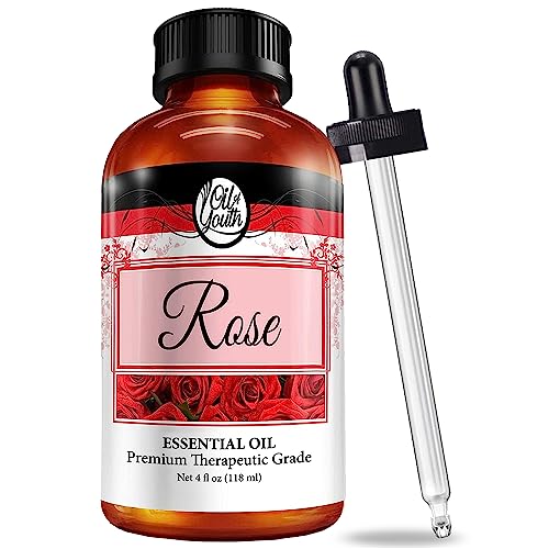 Oil of Youth Rose Essential Oil - Therapeutic Grade for Aromatherapy, Diffuser, Skin, Hair, Perfume & Candle Making, Dropper - 4 fl oz