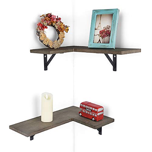 Olakee Corner Wall Shelves Rustic Wood Corner Floating Shelves