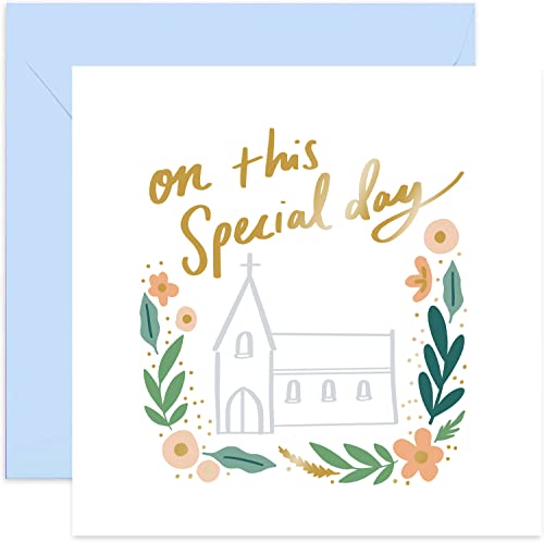 Old English Co. Church Card - Floral Pastel Gold Foil Card