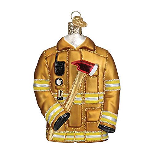 Old World Christmas Firefighter's Coat Blown Glass 2020 Unique Christmas Ornaments for Christmas Tree Decorations