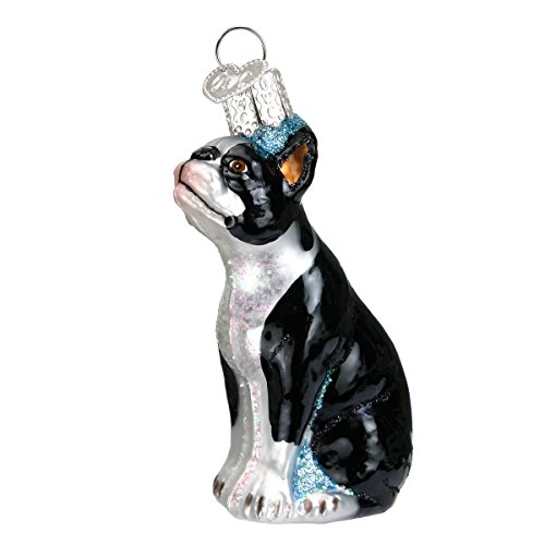 Old World Christmas Ornaments: Dog Collection Glass Blown Ornaments for Christmas Tree, Boston Terrier, Black (12290)
