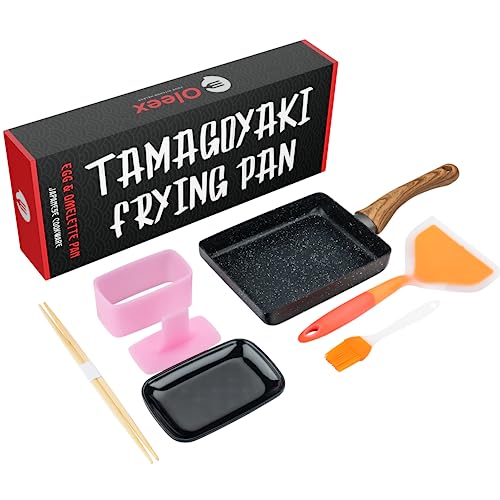 Oleex Tamagoyaki Pan Set - Japanese Omelette Pan with Kitchen Cooking Tools