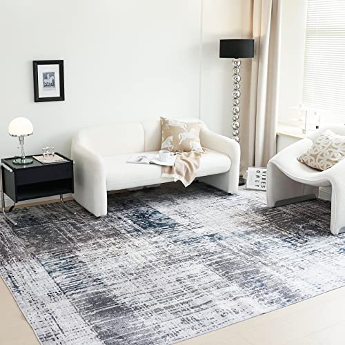 OMERAI Washable Rug - Grey Abstract Area Rug for Home Decor