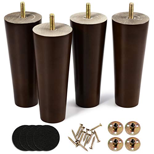 One Sight Wood Furniture Legs, 6 Inch Mid Century Modern Replacement Legs for Sofa, Dresser, Armchair, Cabinet, Couch (Set of 4)