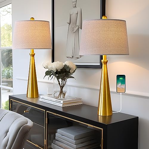 Oneach Modern Table Lamps with USB Port Set of 2