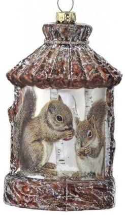 OnHoliday Glass Antique Look Squirrel Feeder Hanging Christmas Tree Ornament