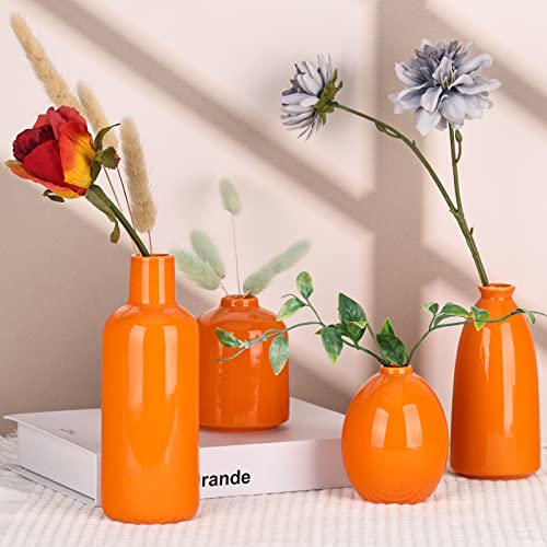 Orange Ceramic Vase Set