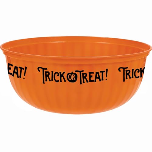 Orange Trick-Or-Treat Large Plastic Bowl