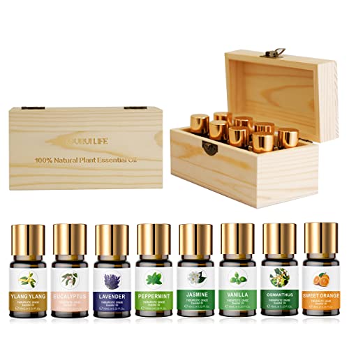 Organic Essential Oils Set: Lavender, Ylang Ylang, Tea Tree, Eucalyptus