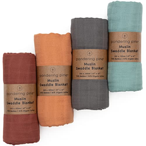 Organic Muslin Swaddle Blanket - Boho Earth Tone Collection