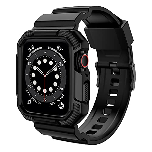 OROBAY Compatible with Apple Watch Band 45mm 44mm 42mm with Case, Shockproof Rugged Band Strap for iWatch