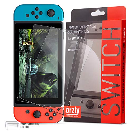 Orzly Premium Tempered Glass Screen Protectors for Nintendo Switch
