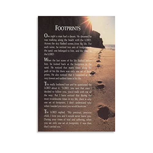 OSOLVE Footprints In The Sand Christian Poem Poster