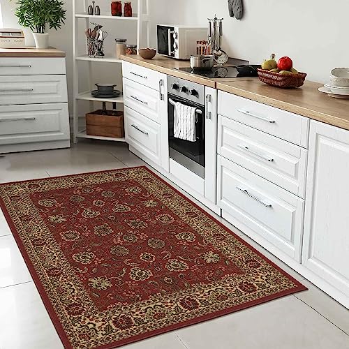 Ottomanson Ottohome Oriental Design OTH2130 Merge Collection, 3'3" x 5', Red-Legacy, 5 Foot