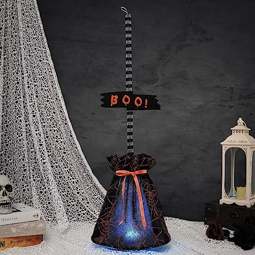 OVEELER Halloween Decorations Indoor - Lighted Moving Witch's Broom