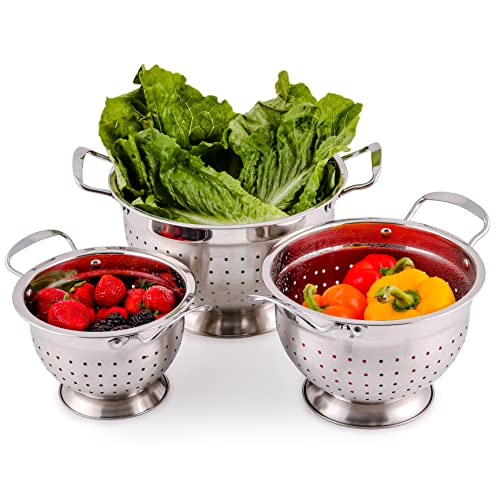 OVENTE Stainless Steel Colander Set of 3