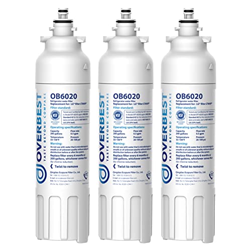 Overbest ADQ73613401 Refrigerator Water Filter, Pack of 3