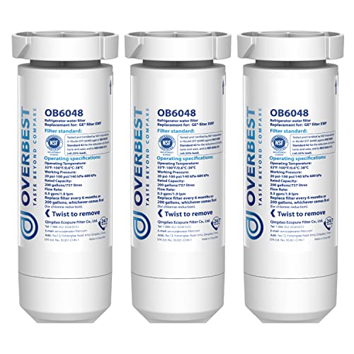 Overbest XWF Replacement for GE® XWF Refrigerator Water Filter, 3 Pack (Not XWFE)