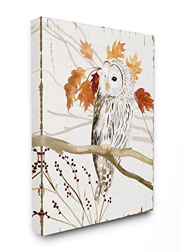 Owl in Fall Forest Canvas Wall Art
