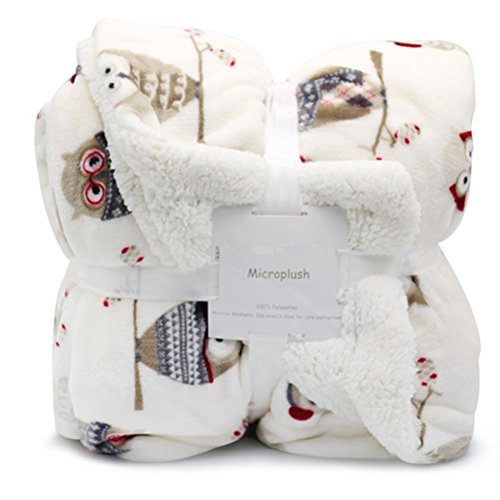 Owl Printed Soft Plush Flannel Blanket