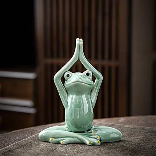 OwMell Ceramic Meditating Frog Statue