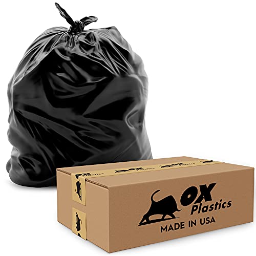 Tasker Rubbermaid Compatible 44 Gallon Trash Bags, (100 Case w/Ties) Large Black Garbage Bags