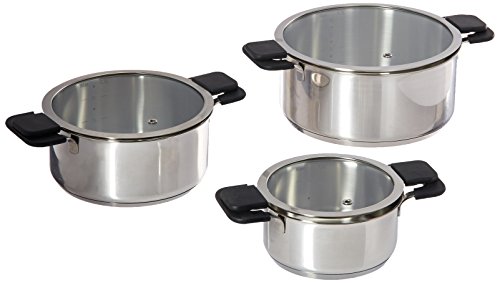 Ozeri 6-Piece Stainless Steel Pot Set with Straining and Glass Lids