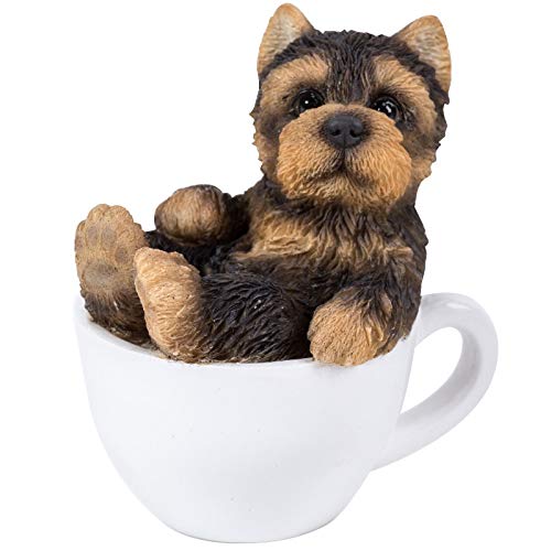 Pacific Giftware Yorkie Puppy Adorable Mini Teacup Pet Pals Puppy Collectible Figurine 3.25 Inches