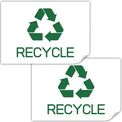 Pack of 2 Recycle Sticker for Trash Can (10x7 inch) White