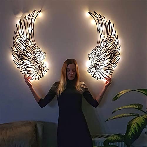 Pacoco Angel Wings Wall Art Decor with Lights
