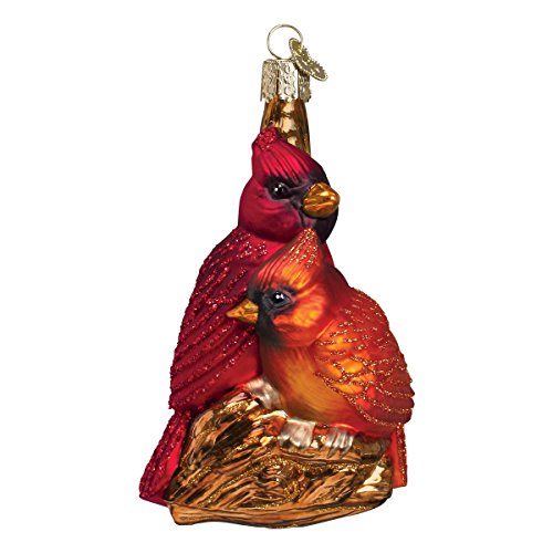 Pair Bird Watcher Collection Glass Blown Ornaments for Christmas Tree, Northern Cardinal