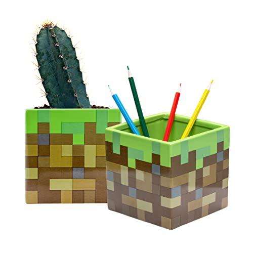 Paladone Minecraft Glass Block Ceramic Planter or Pen Holder