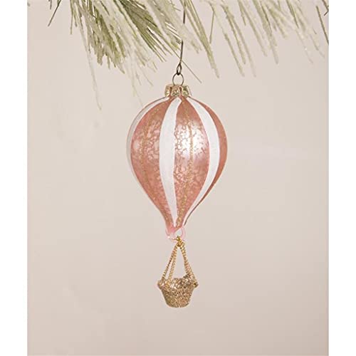 Pale Pink Mercury Glass Hot Air Balloon Ornament