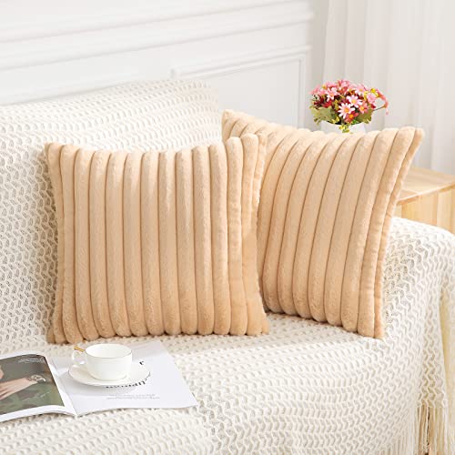 Pallene Faux Fur Plush Throw Pillow Covers 18x18 Set of 2