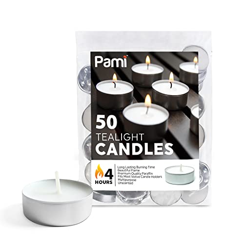 PAMI Long-Lasting Tealight Candles - 50-Pack
