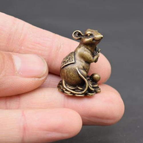 PANRODO Mouse Statue Figurines Brass Small Adorable Retro Desktop Decor Birthday Gifts Copper Sculptures