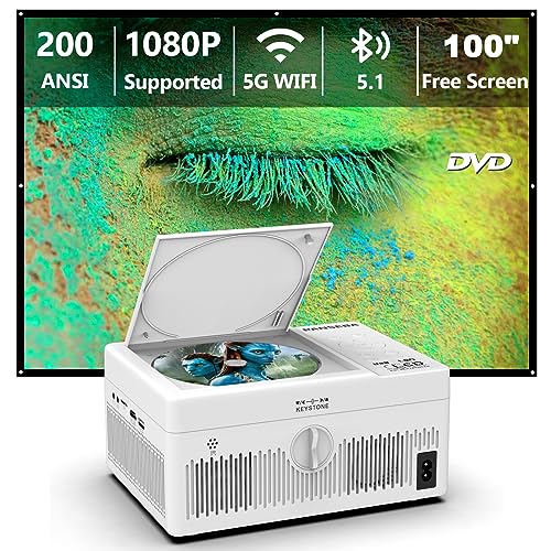 PANSEBA 5G WiFi Bluetooth Projector with DVD Player