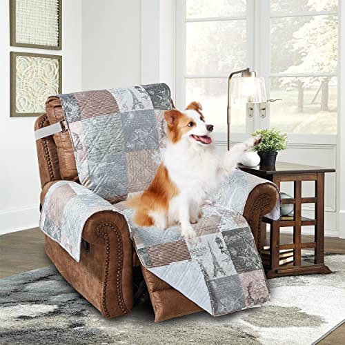 Paris and Toile Floral Patchwork Quilted Large Recliner Slipcover