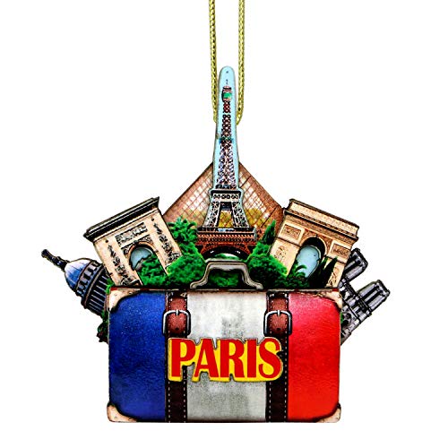 Paris Christmas Ornament with Eiffel Tower and Notre Dame Design