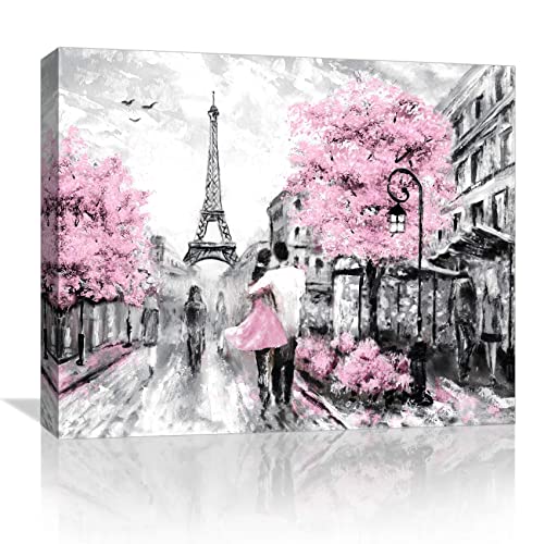 Paris Eiffel Tower Wall Decor - Pink Canvas Art