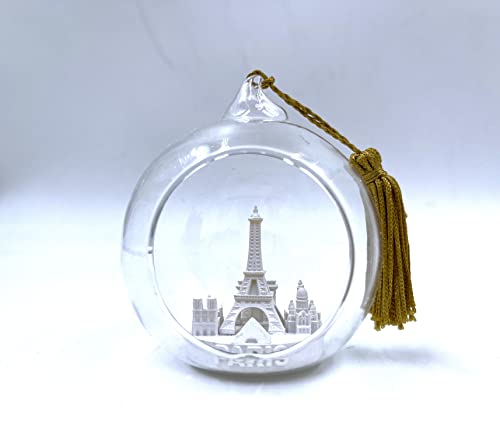 Paris Skyline Eiffel Tower Glass Ornament - White